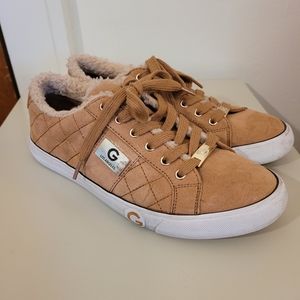 GBG Los Angeles Tan Quilted, Faux Lined Cuff, Sneakers, Shoes, 9M.